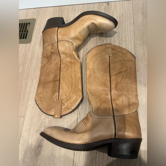 J Chisholm Western Cowboy Boots Tan Marbled USA Made - Size 8.5 D Men’s - Picture 6 of 11